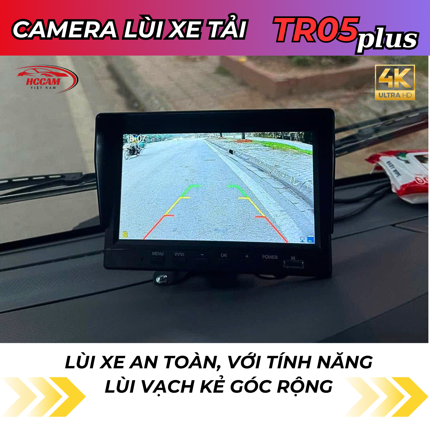 TR05 PLUS - Camera hành trình xe tải 2 mắt rời, ghi hình trước sau, ghi đè vòng lặp thông minh, hỗ trợ vạch kẻ lùi, hỗ trợ hồng ngoại quay đêm... 6